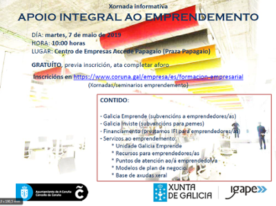 Cartel da xornada informativa de apoio ao emprendemento